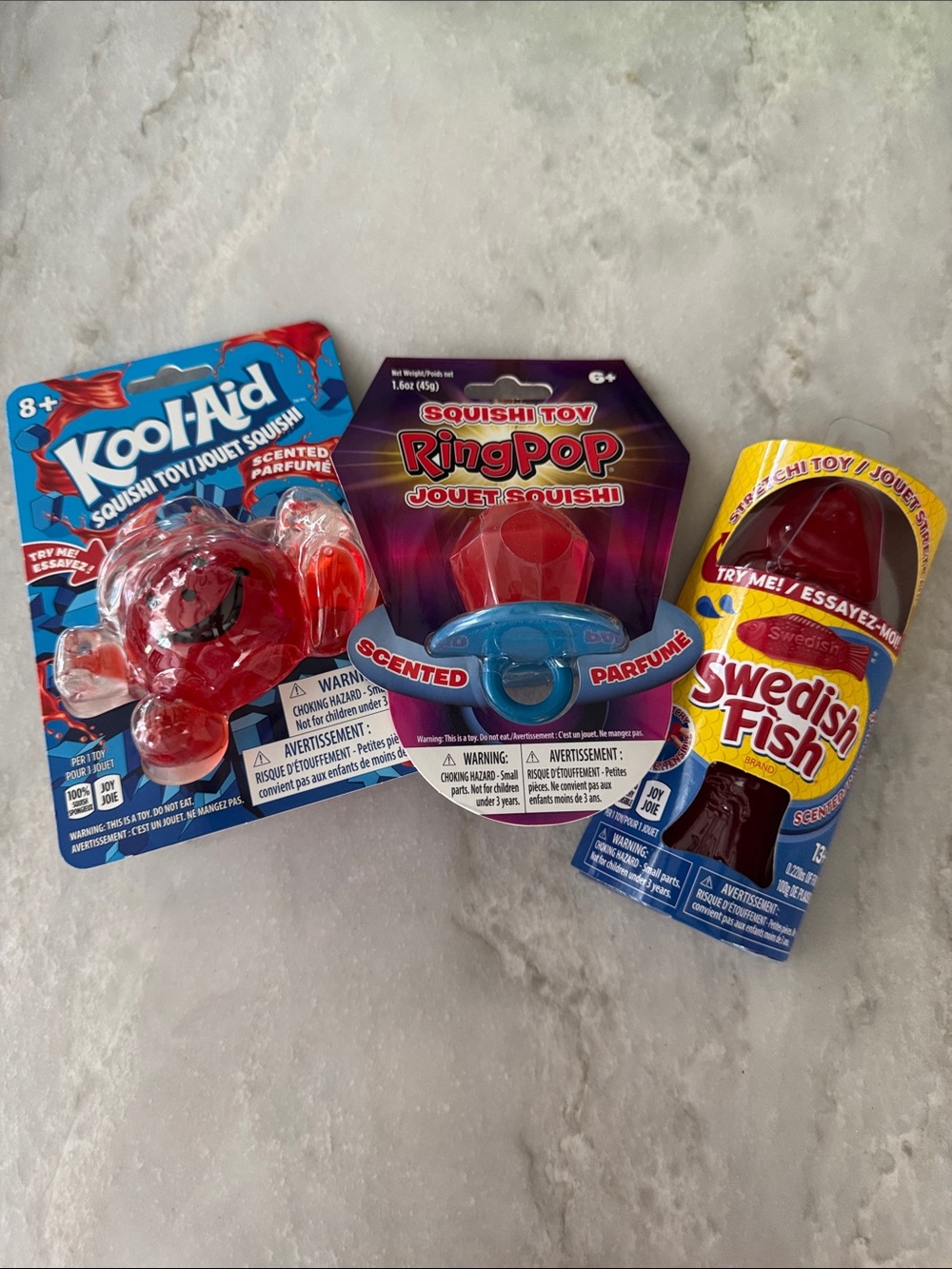 kool aid , ring pop and Swedish fish squishies